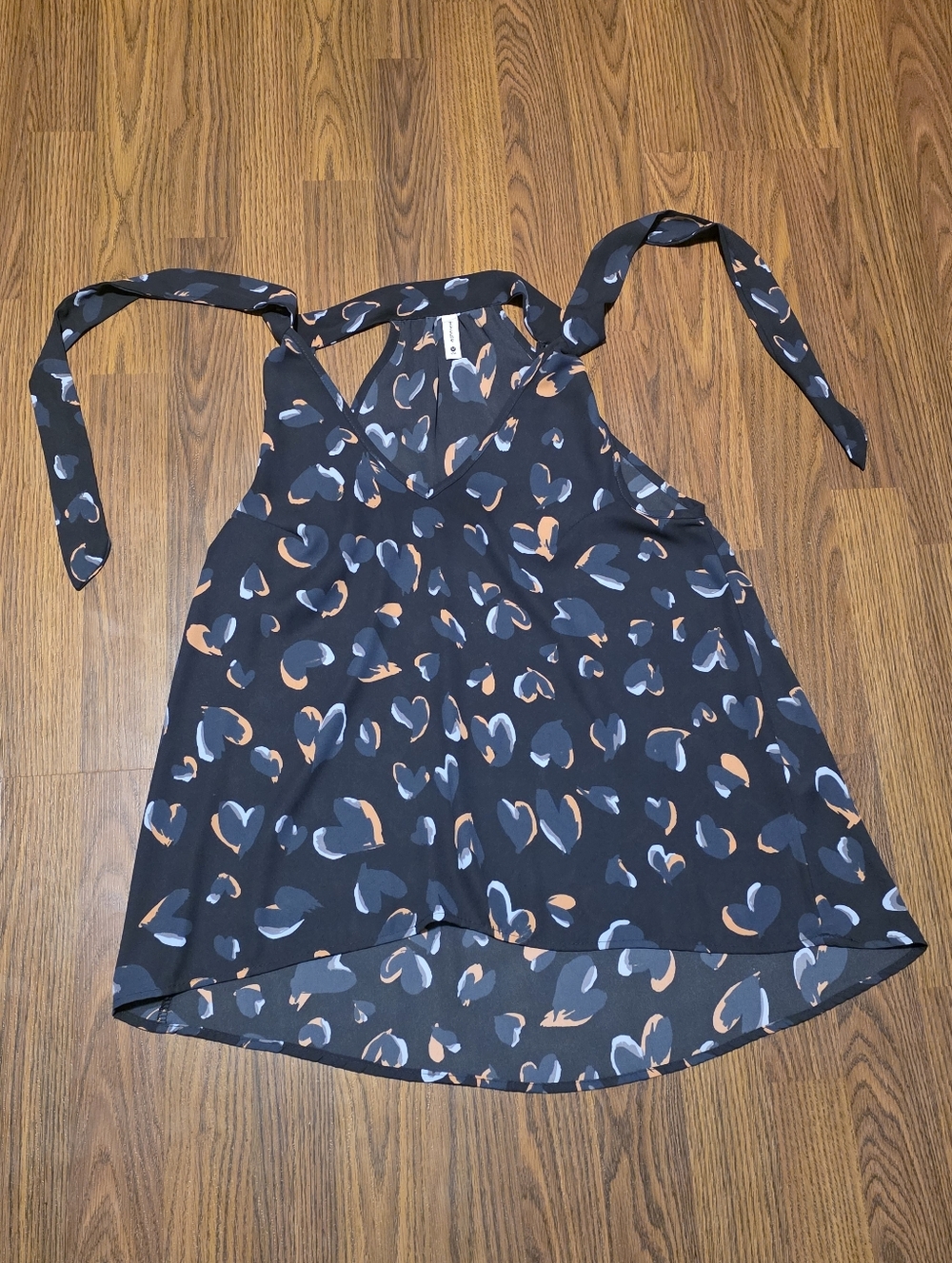 Tyche Women’s M Heart Print Flare Dress Slip On USA Made C47